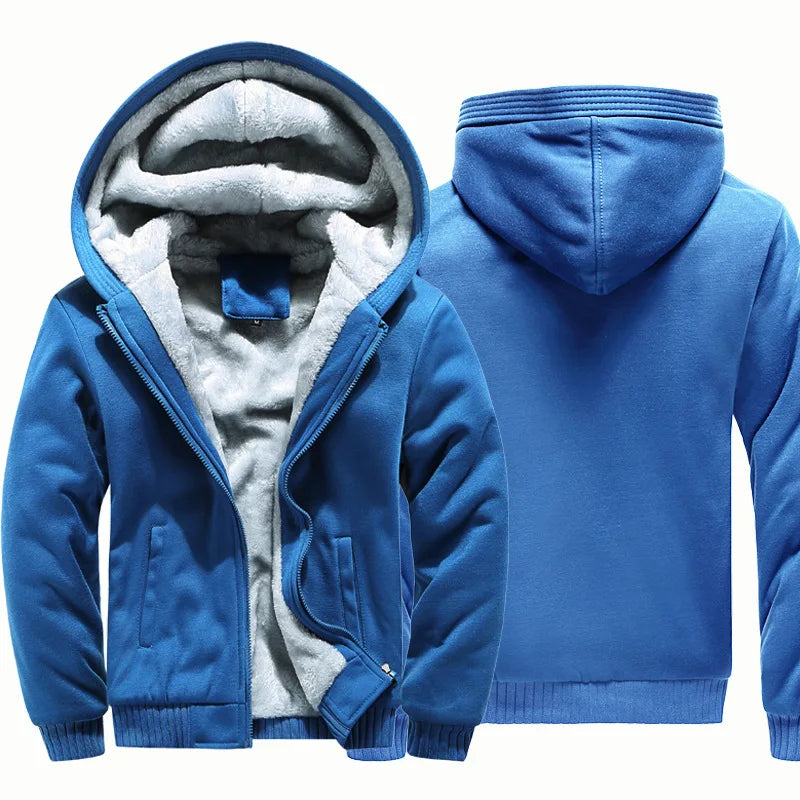 New Men's Hoodies Jacket Winter Thick Warm Fleece Zipper Hoodies Coat Casual Tracksuit Sportwear Male Sweatshirts M~ 5XL