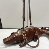 New Trendy Crocodile Shape Handbag for Women, Europe and America Fashion Tote Designer Female Casual Shoulder Crossbody Bag Ins