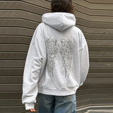 Trendy Creative Hooded Sweatshirt Wing Patterns Chic Designed Fashion Casual Long Sleeved Tops Versatile Women's Autumn Wear