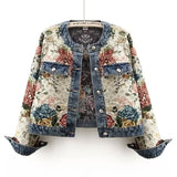 Retro Jacquard Denim Jacket | USA-Made Women's Cropped Spring Coat