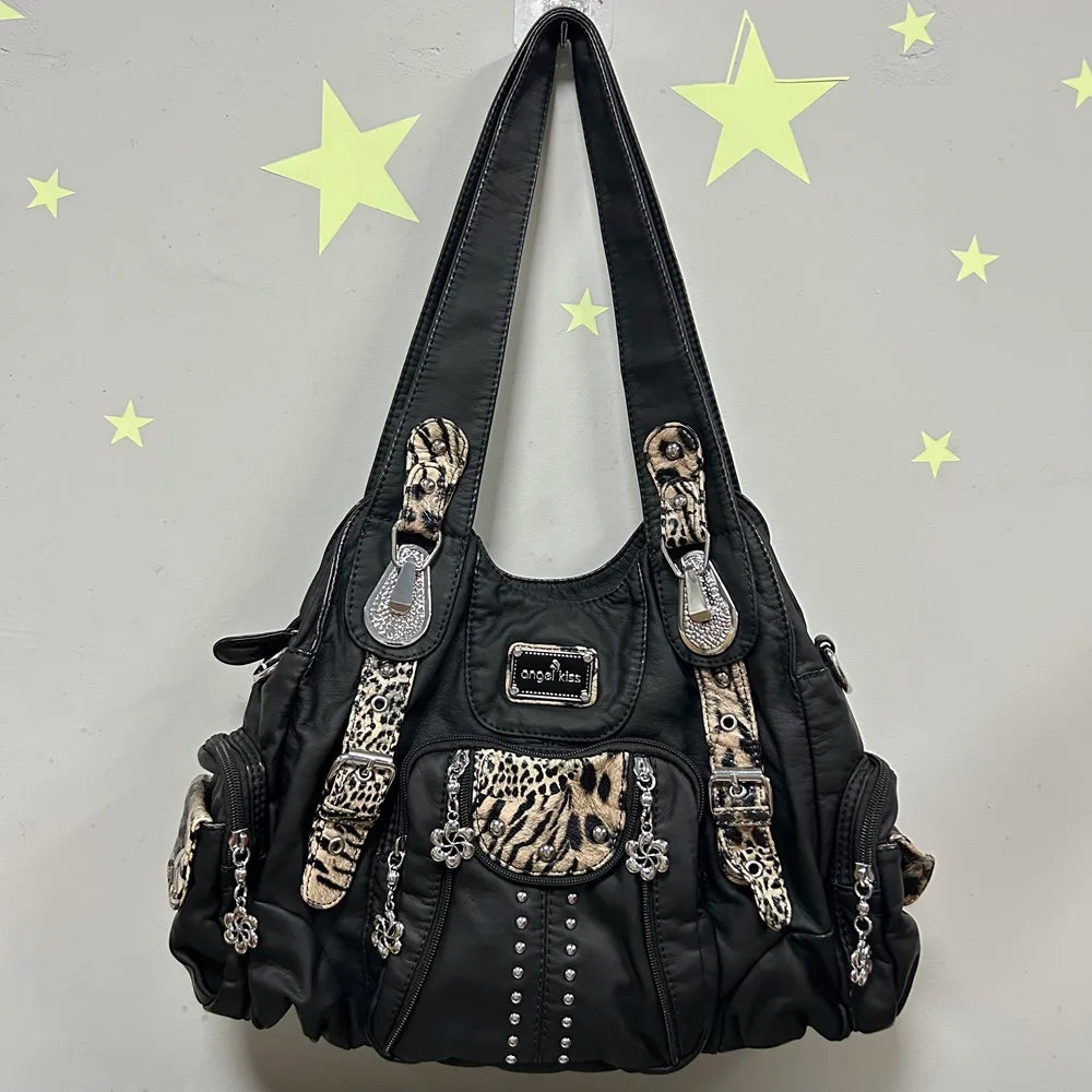 Vintage Women Handbags Fashion PU Leather Shoulder Bags Female Satchel Big-capacity Shoulder Purse Bag bolsa feminina