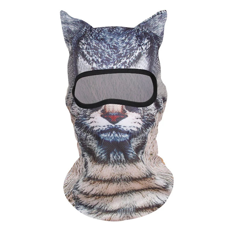 3D Cat Ski Balaclava – Animal Face Covering Hood