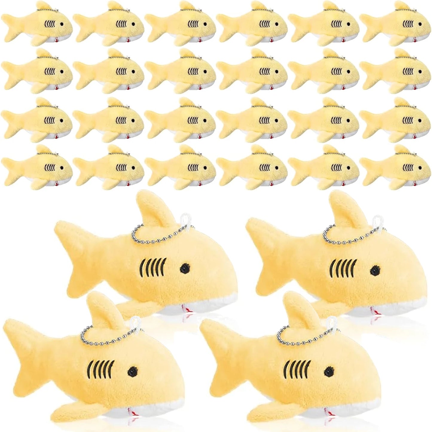 12-48Pcs Shark Plush Keychain Mini Stuffed Animal 3.94" Shark Party Favors Bulk Soft Tiny Shark Keychain Shark Backpack Keychain