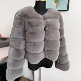 Elegant Winter Faux Fox Fur Crop Jacket