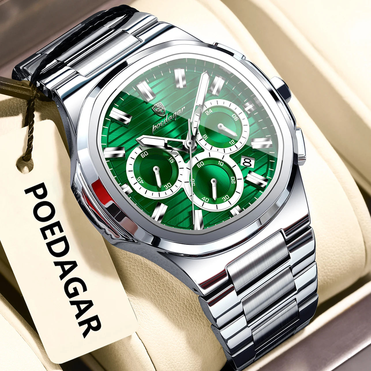 POEDAGAR 834 Men's Luxury Chronograph Watch | Stainless Steel