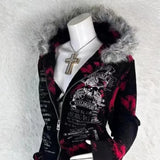 Women's Geometric Print Zip-Up Hoodie