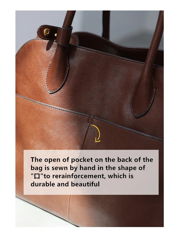Women's Vegetable-Tanned Cowhide Leather Tote Bag
