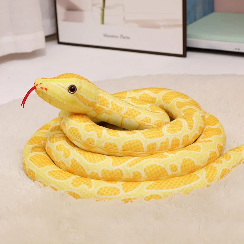 Giant Python-Print Plush Snake Pillow & Home Décor
