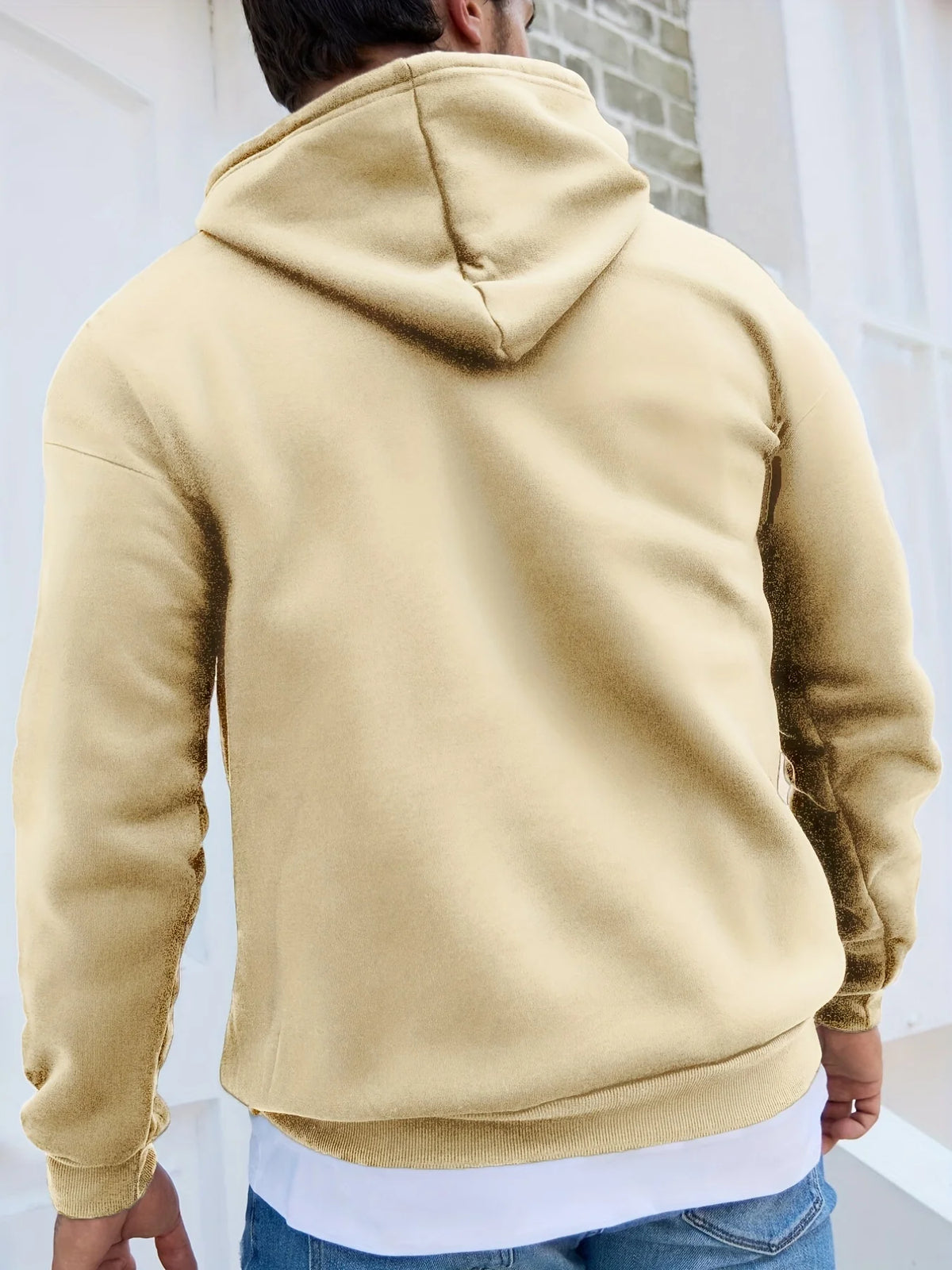 Men's Autumn and Winter Casual Fashionable Loose Brooklyn Classic Letter Printed Long-Sleeved Warm Hooded Pullover