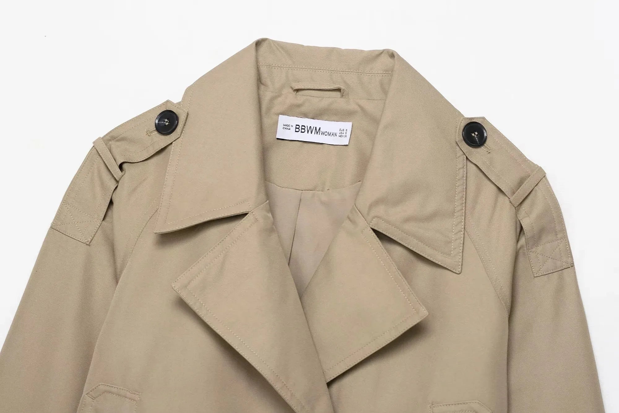 Classic Lapel Double-Breasted Short Trench