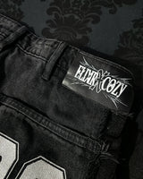 Y2K Patchwork Stripe Fur-Trim Jeans