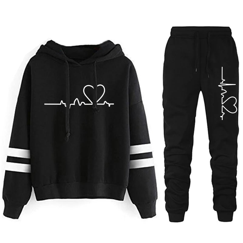 Womens Tracksuit Casual Stripe Versatile Sweatshirt Black Sweatpants Loose Print High Quality Outfits Single Piece Hoodies Pants