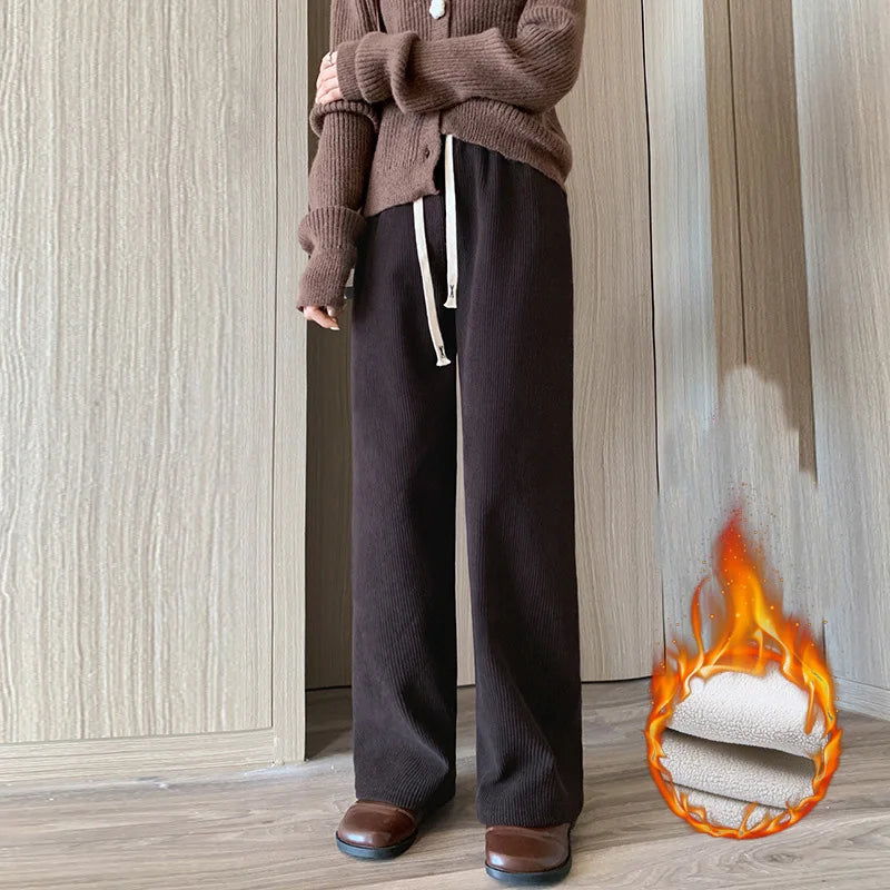 Women's Fleece Wide-Leg Winter Pants