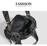 Y2K Hot Women's Punk Biker Tote Bag Large Capacity PU Leather Crossbody Purse with Multi Pockets for Work Commute Moto Style