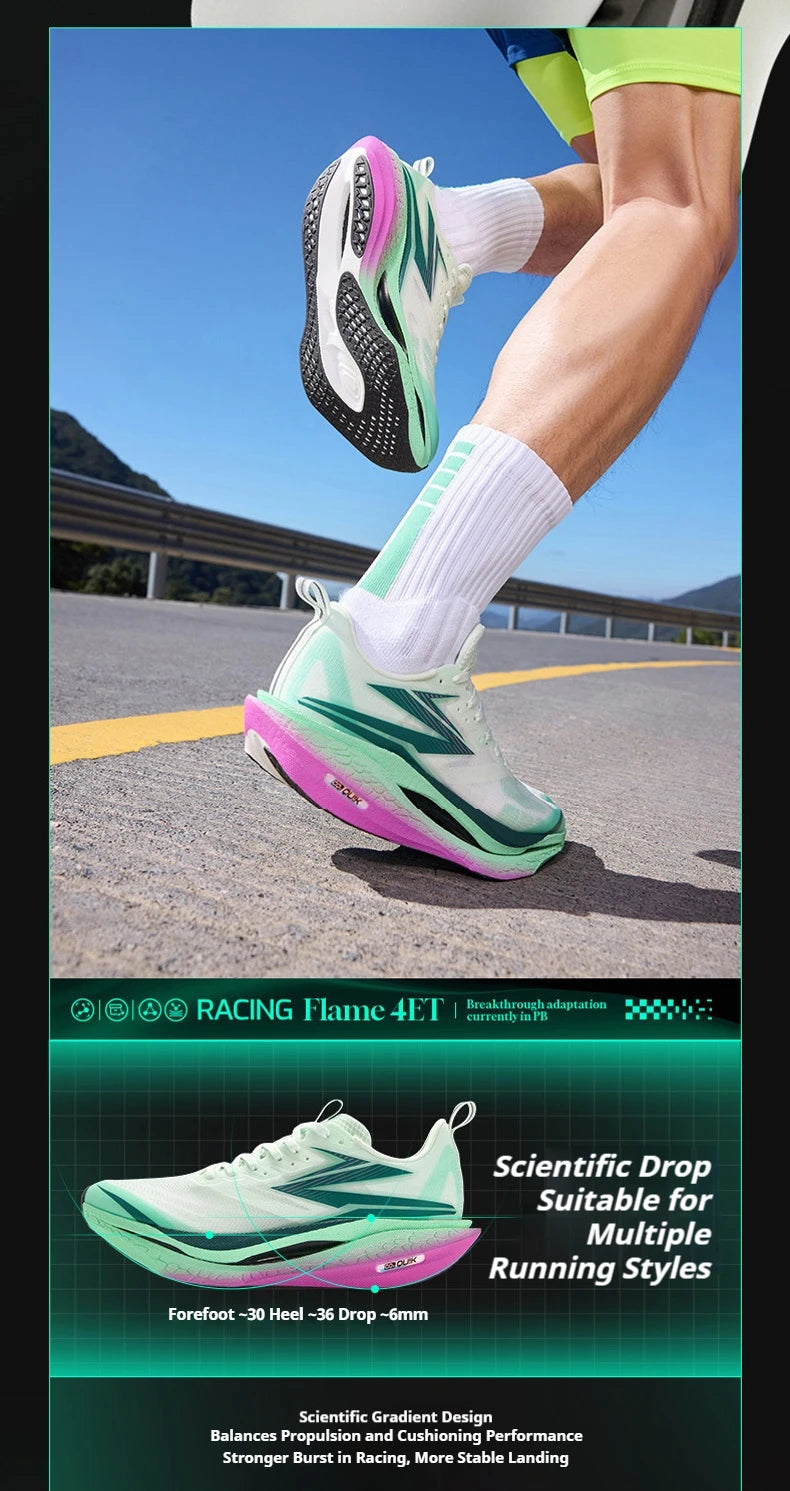 361 Degrees Flame 4 ET Men's Running Shoes Racing Marathon Rebound Breathable Cushioning Male Sneakers 672612223