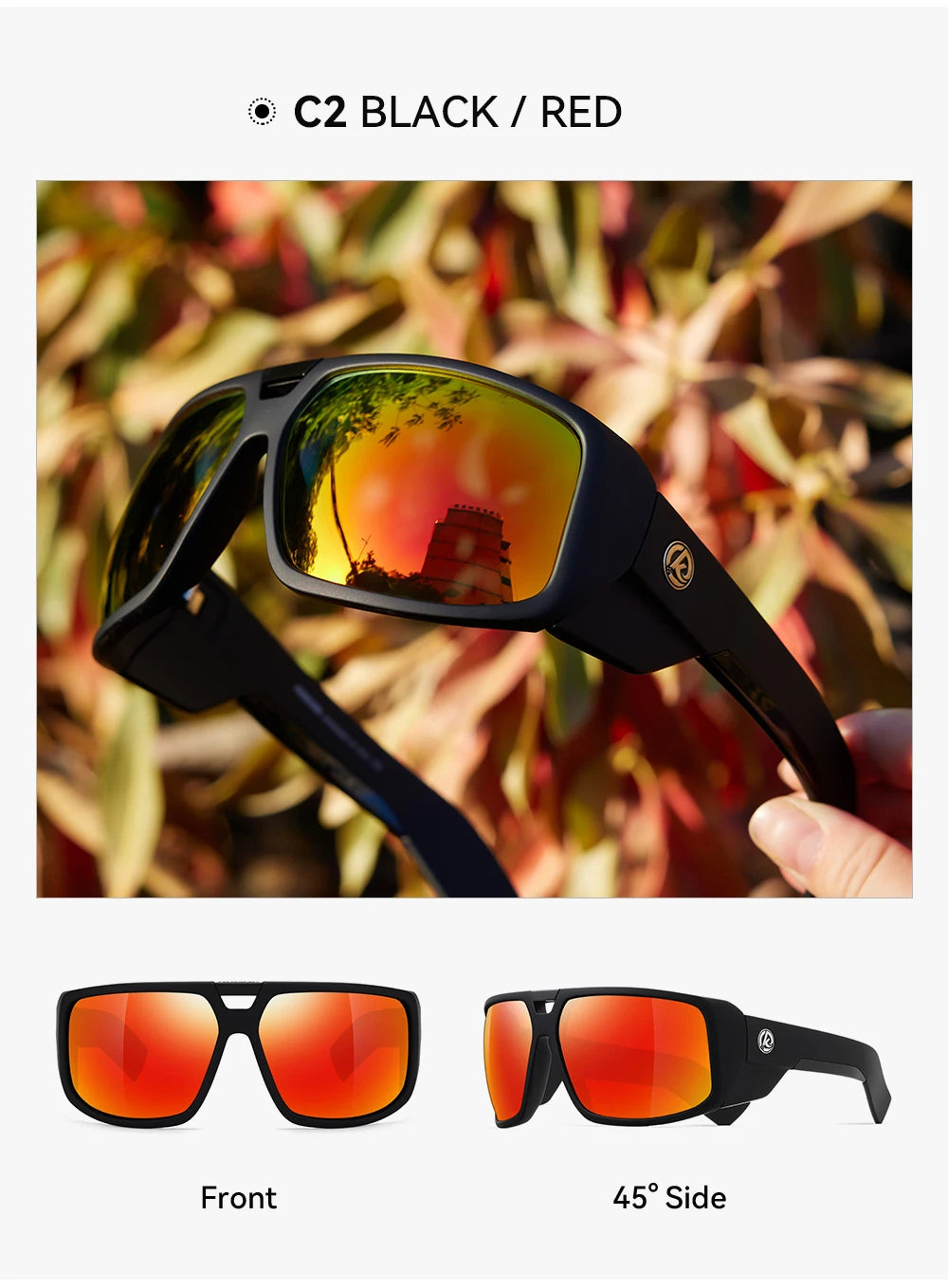 KDEAM Muscle Car Styling And Serious Performance Polarized Men's Sunglasses Sport Cycling Glasses Features Sturdy 5-Barrel Hinge
