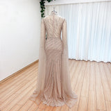 Luxury Beaded Mermaid Evening Gown | Cape Sleeve
