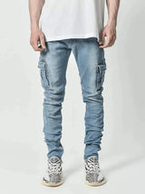 Men's Slim Fit Elastic Denim Cargo Joggers