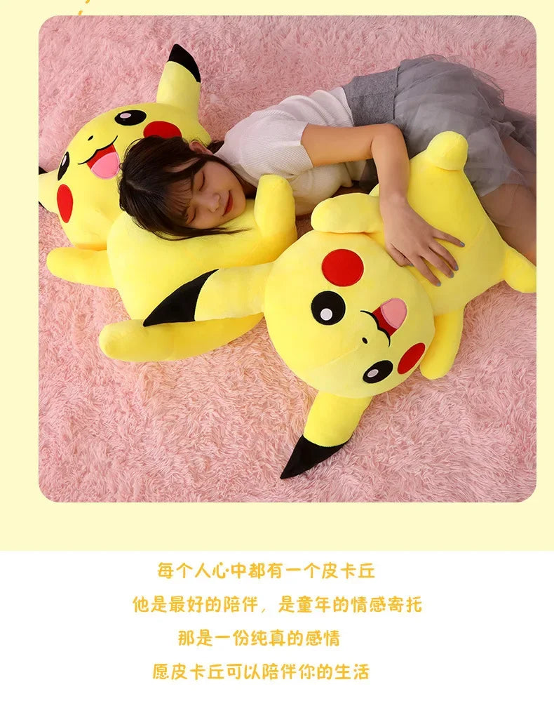 25/45/55/65CM Pokemon Pikachu Plush Doll Japanese Cartoon Animal Stuffed Toy Kawaii Pikachu Ornaments Sofa Cushion Plushies Gift