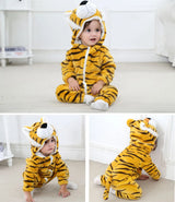 Animal Theme Flannel Baby Romper
