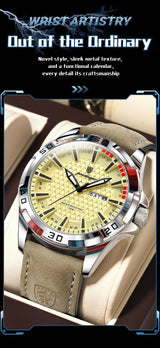 POEDAGAR Original Business Man Wristwatch Waterproof Luminous Date Week Casual Watch For Men Quartz Leather Luxury Fashion Men's Watches Reloj