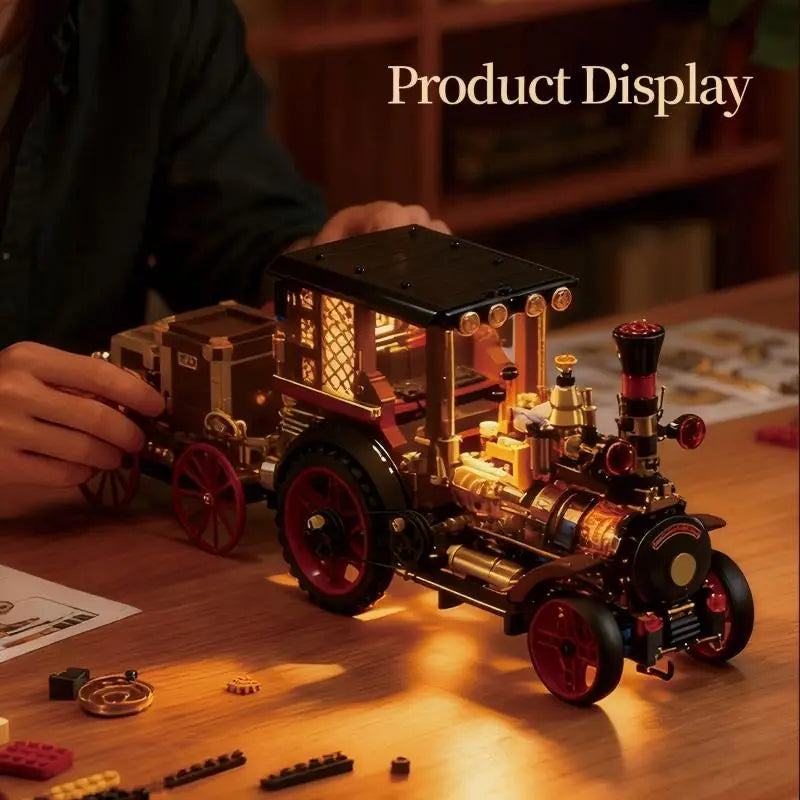 1331-Piece Vintage Steam Car Building Block Set
