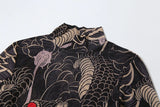 Women's Print Stand Collar Long-Line Slim Dress