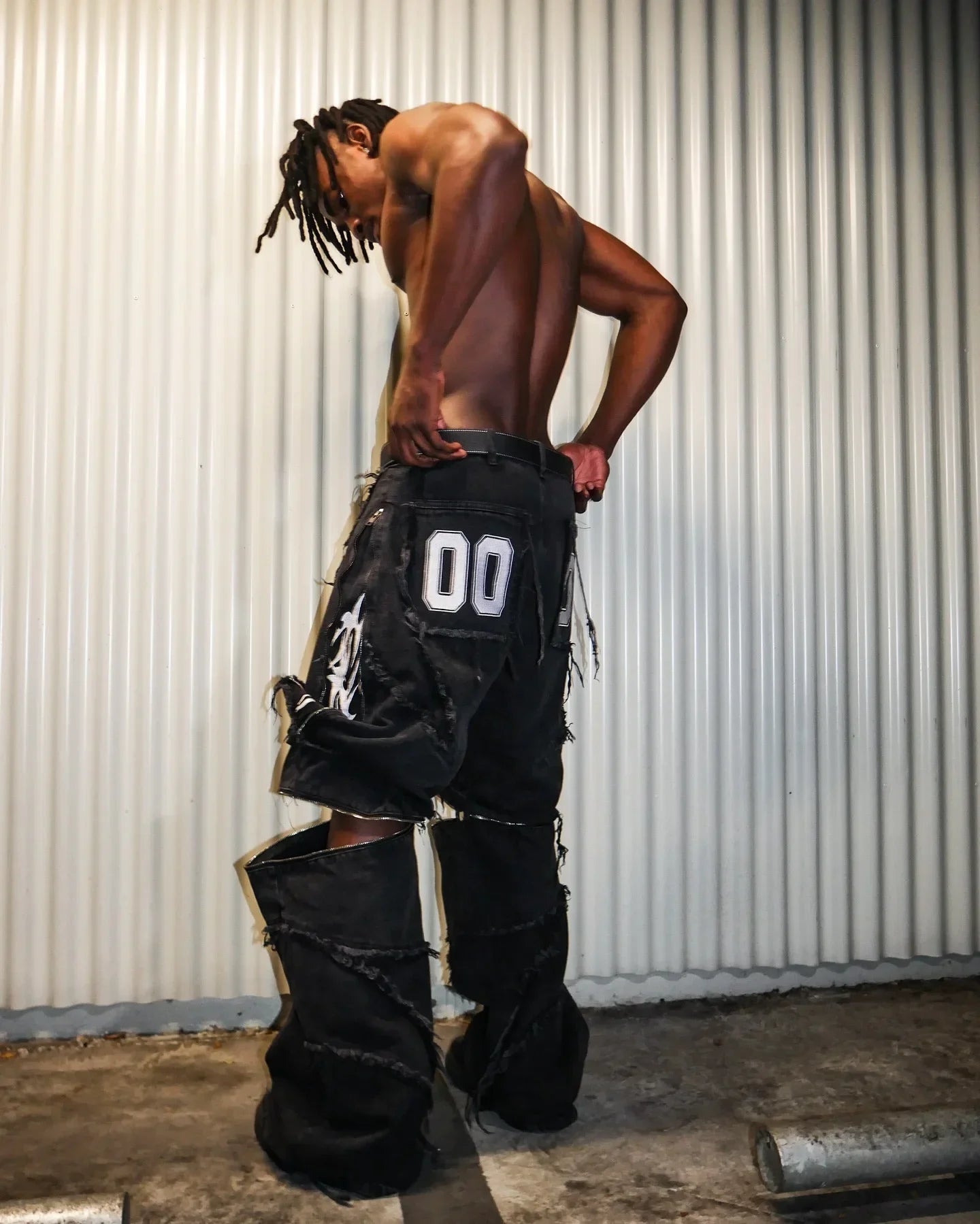 Y2K Patchwork Stripe Fur-Trim Jeans