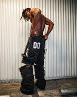 Y2K Patchwork Stripe Fur-Trim Jeans