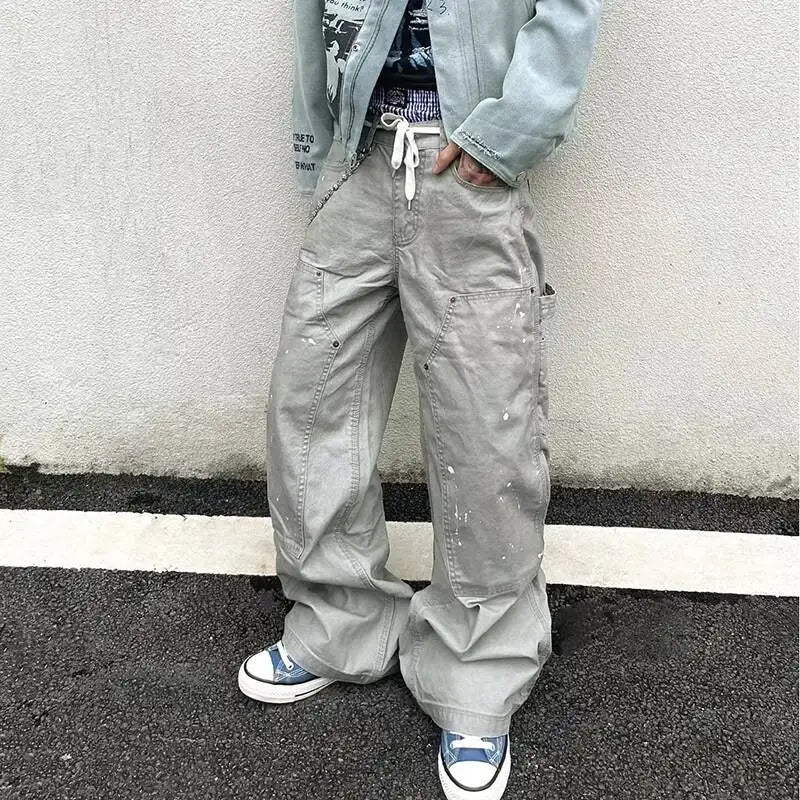 PFNW 2025 Autumn Men's Jeans Loose Long Pants Korea Fashion High Street Solid Color Male Wide Leg Trousers 28W9729