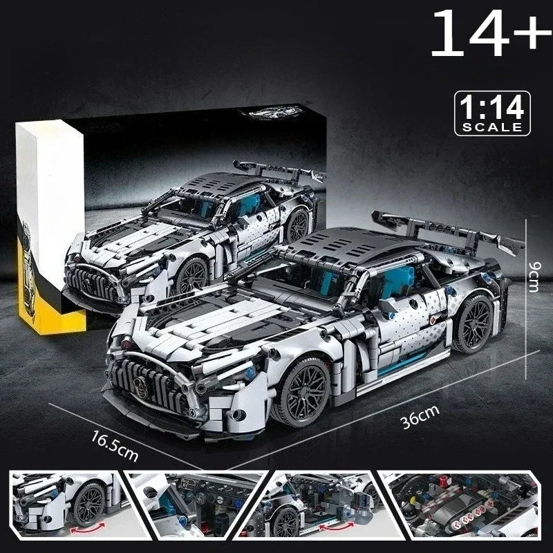 High Quality 1300+Pcs Sports Car Building Blocks 1:14 Model DIY Car Toy Assembly Model Ornament Birthday Christmas Gift for Boys