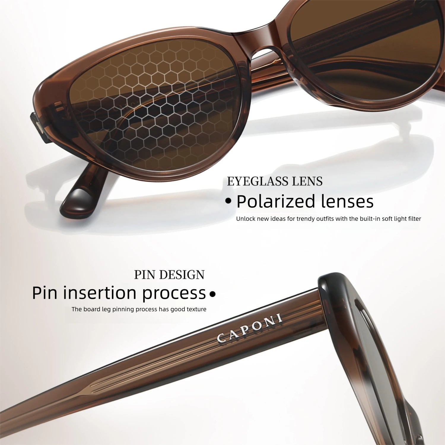 CAPONI Cat Eye Polarized Sunglasses for Women