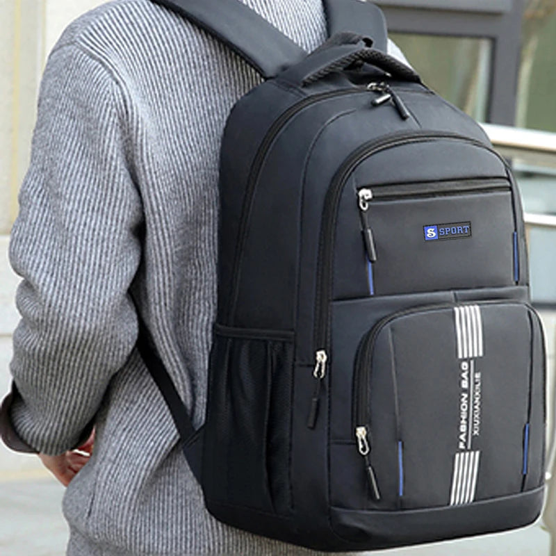 Fashion Minimalist Men’s Rucksack, Lightweight Nylon Backpack with Multiple Storage Slots for School & Weekend Trips