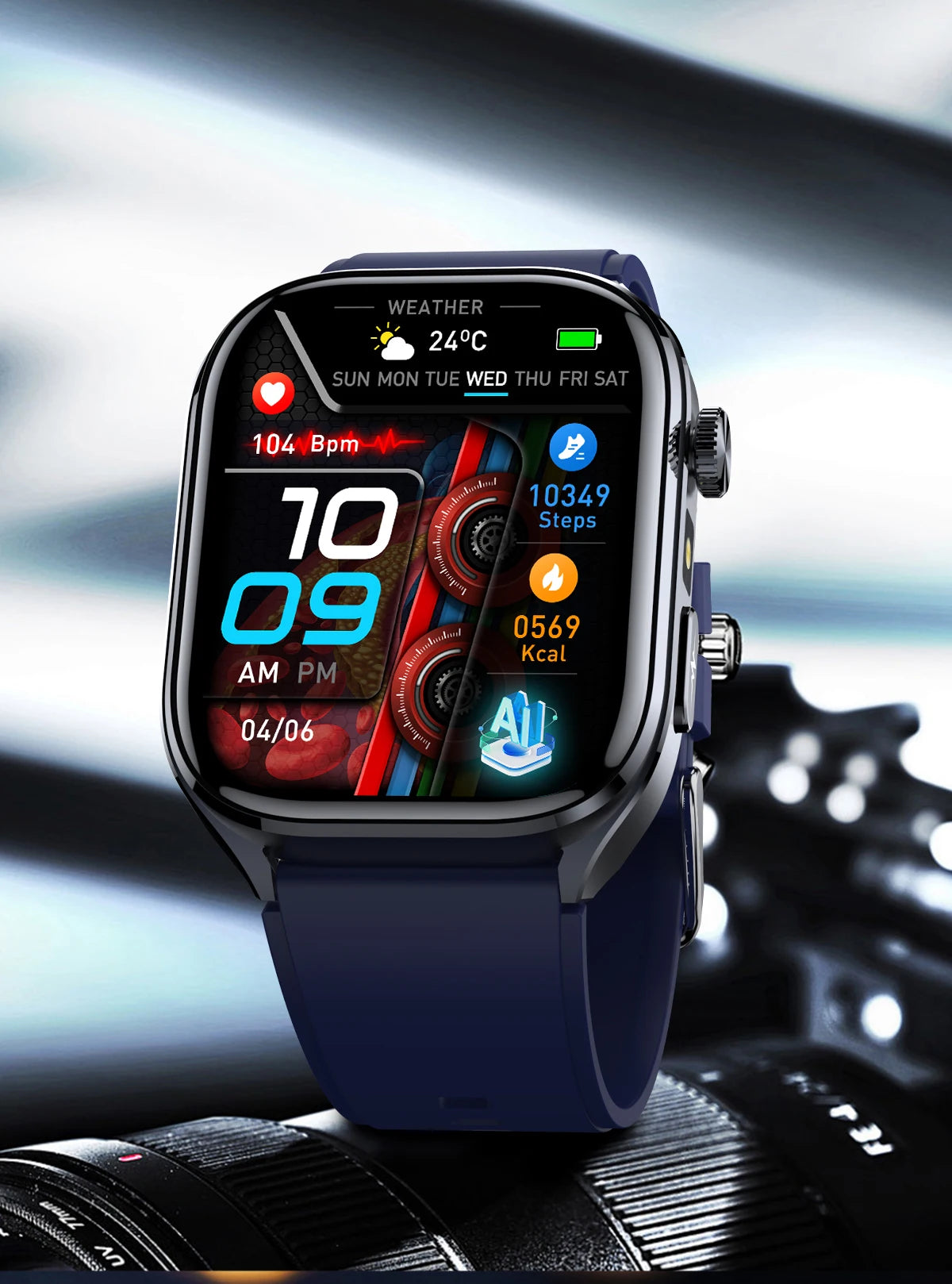 ECG+PPG Health Smartwatch – AI Body Analysis & BT Calling