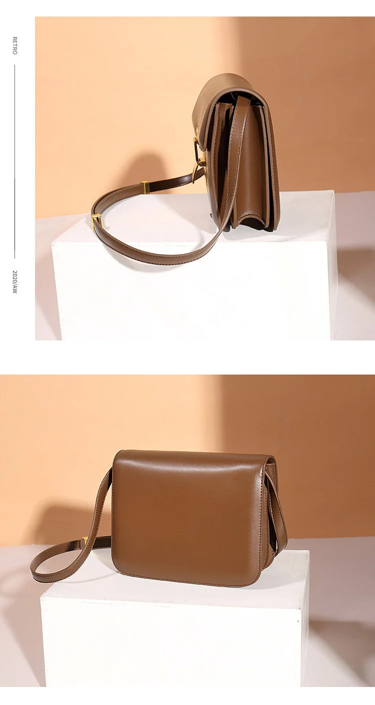 Women’s Genuine Leather Shoulder Bag 2025 Trend Brand Small Square Bags Luxury Designer Handbag Fashion Messenger BagsTofu Bags