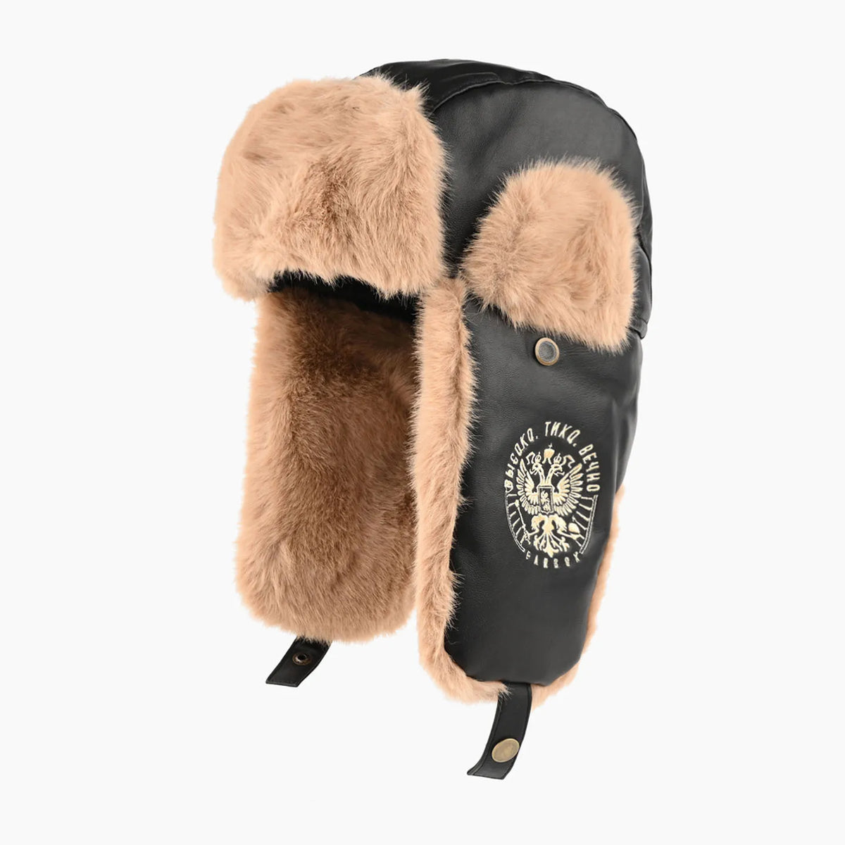 Vintage PU Leather Aviator Bomber Hat Russian Style Thermal Faux Fur Trooper Caps Outdoor Winter Skiing Windproof Helmet Bonnet