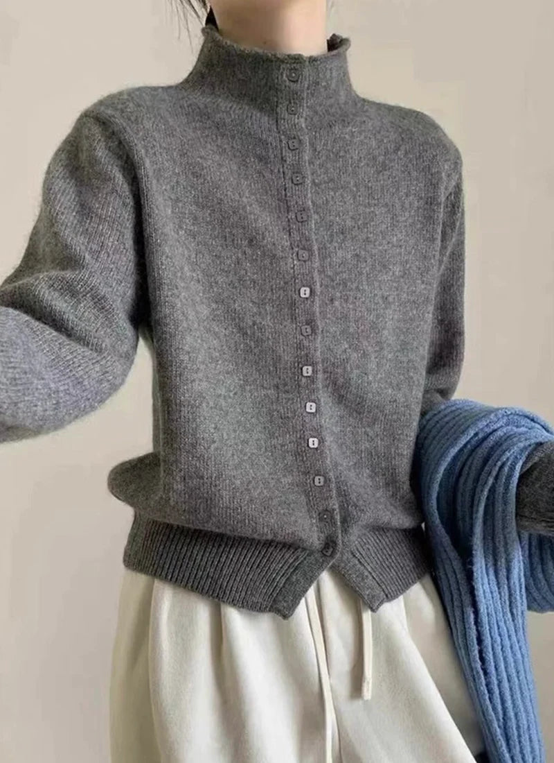 Women's Stand Collar Knit Cardigan