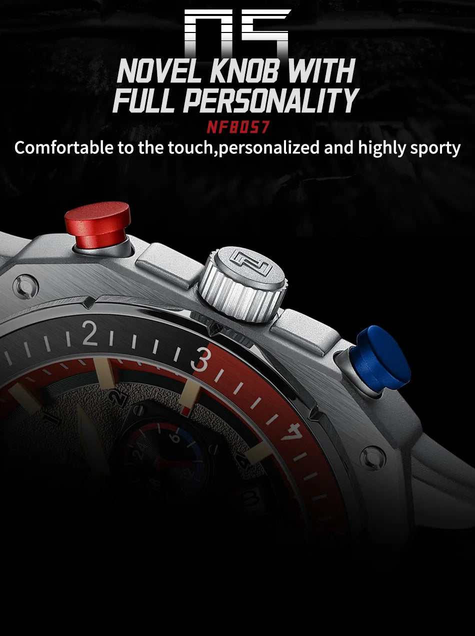 NAVIFORCE Sports Multifunction Waterproof Watches for Men Fashion Leather Luxury Brand Quartz Analog Luminous Square Wrist Watch