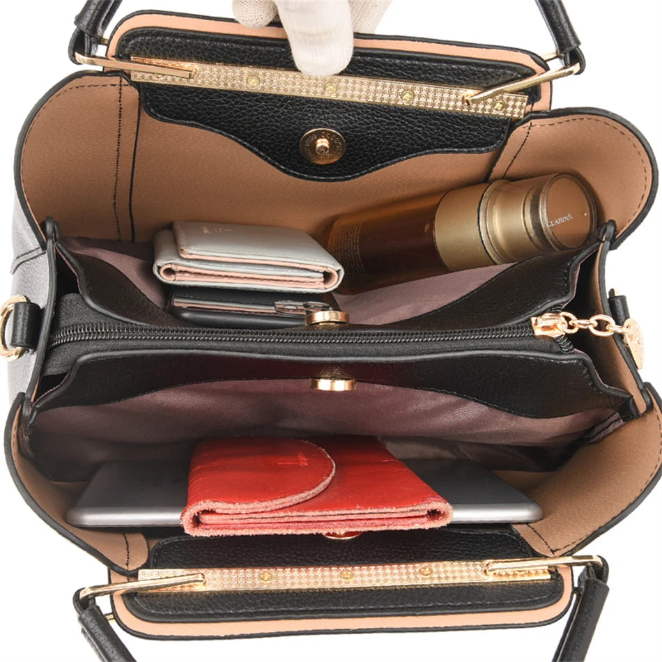 Luxury Triple-Layer Leather Tote & Crossbody