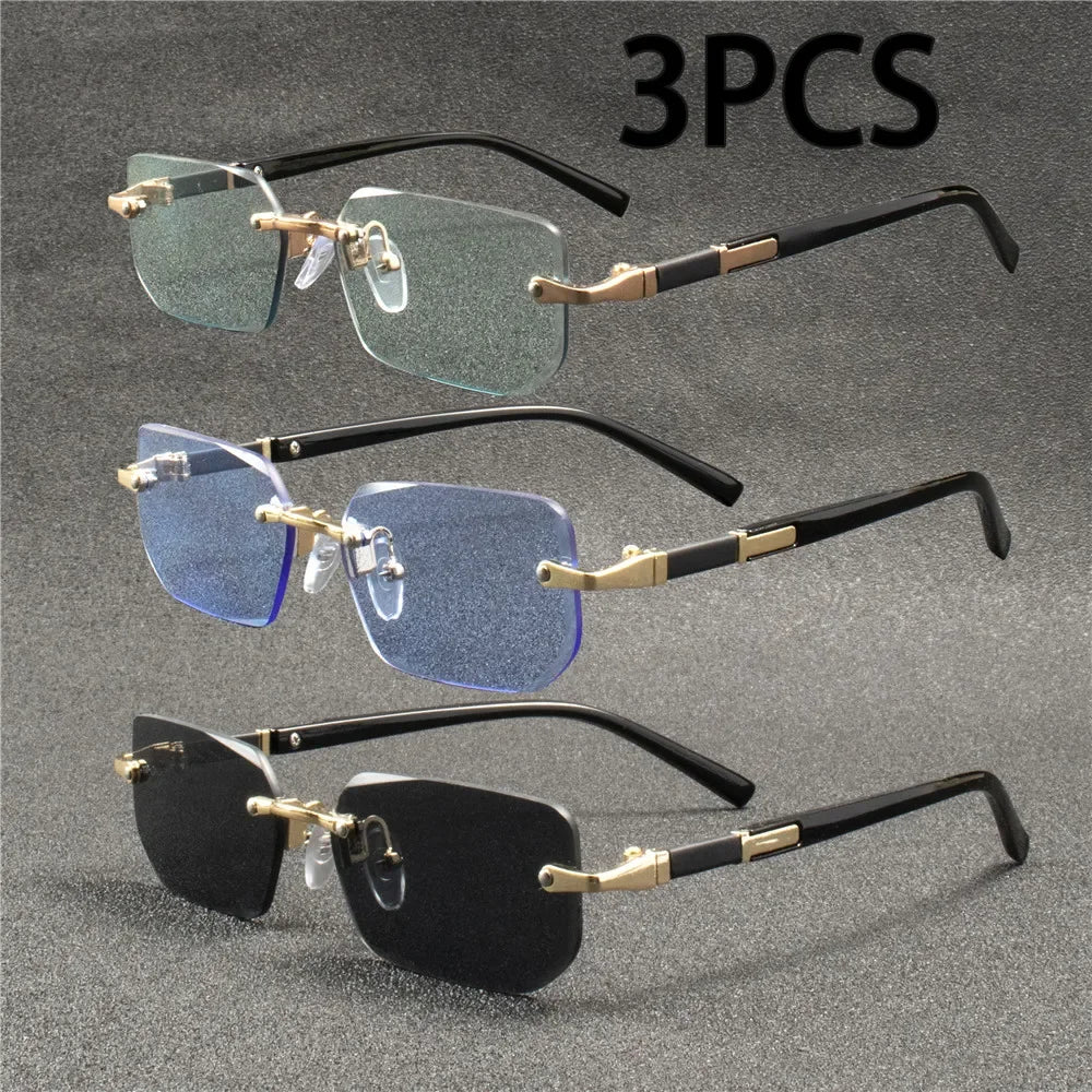 Rimless Rectangle Sunglasses for Women & Men