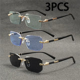 Rimless Rectangle Sunglasses for Women & Men