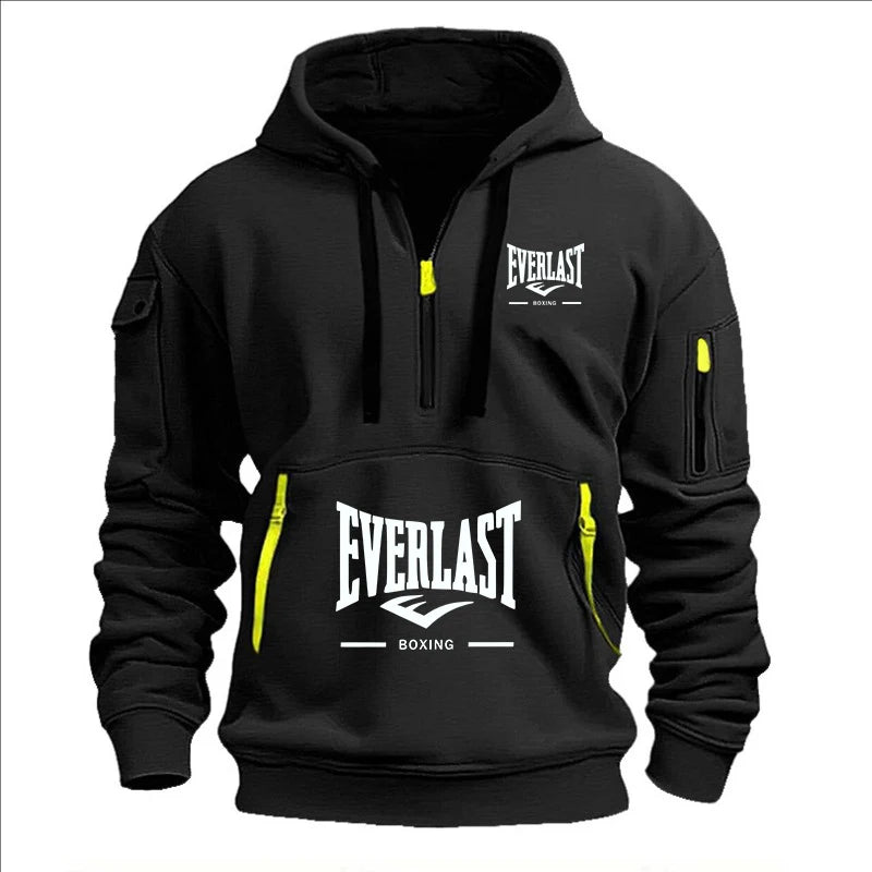 Men’s Printed Fleece Hoodie with Zipper Details