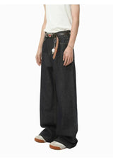 IEFB Men's Straight Denim Pants New Cleanfit Solid Color Korean Version Wide Leg Versatile Casual Jeans Trend New Autumn  9C1519