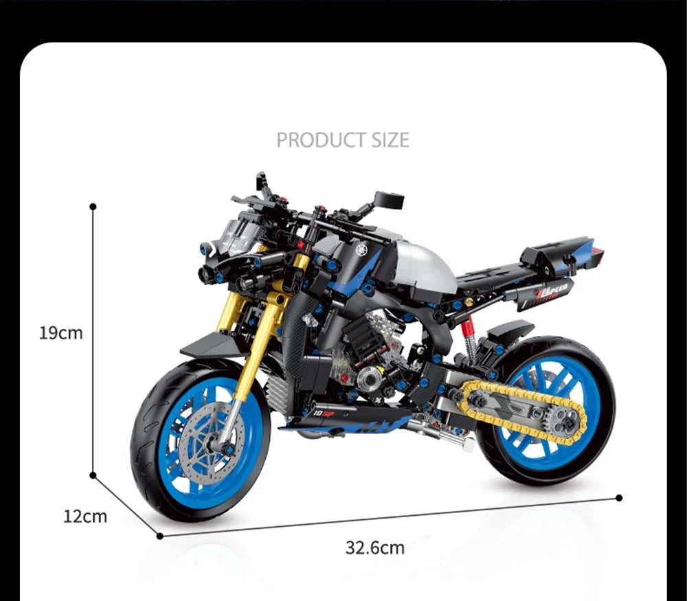 Technical MOC Construction Bricks Motorcycle Model Creative Building Kit Assembly Toys Educational Gift for Children Boys Girls