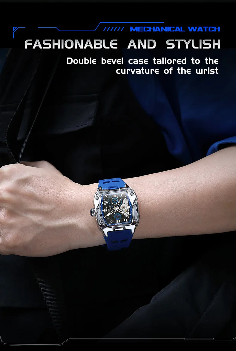Luxury Automatic Skeleton Watch – Waterproof Silicone Sport Wristwatch