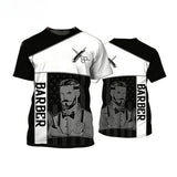 Men's Barber-Style Graphic Tee | Round Neck Short Sleeve