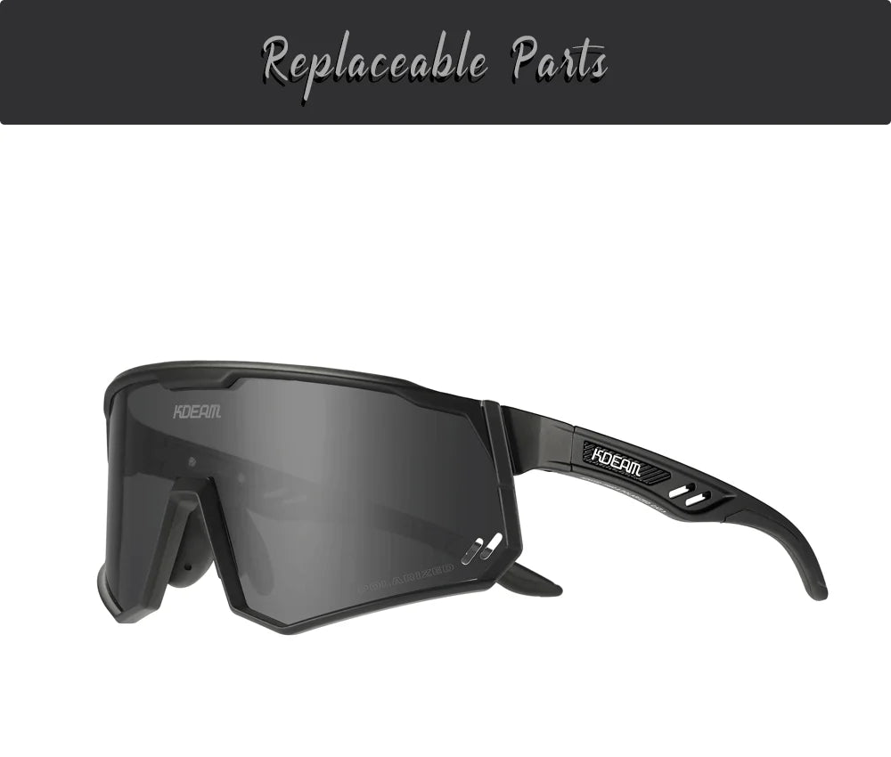 KDEAM High-End Sports Sunglasses Polarized Men's Cycling Glasses Dismountable TR90 Frame And Nose Pads Easy To Exchange