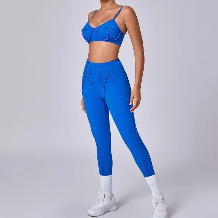 Seamless Yoga Sets Sports Fitness High Waist Hip-lifting Shapeing Trousers Backless Bra Suit Workout Gym Leggings Sets for Women