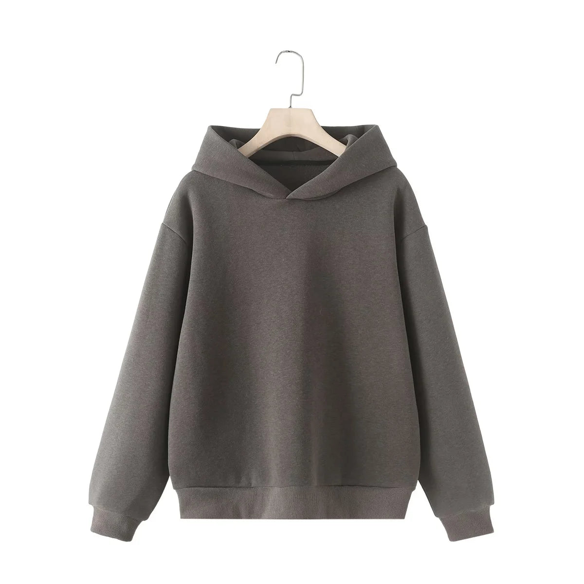 HH Women Solid Casual Sweatshirt Pant Suit Long Sleeve Hooded Fleece Pullover Coat Loose Straight Trousers Office Lady Sets