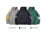 Maden Casual Detachable Double Zipper Patchwork Jackets Stand-up Collar Loose Fit Letter Jacket For Men's Spring and Fall Coat